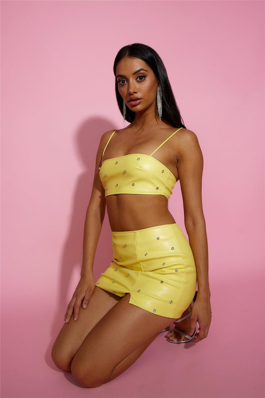 Luxe Sparkle Mini Skirt Yellow Product Image