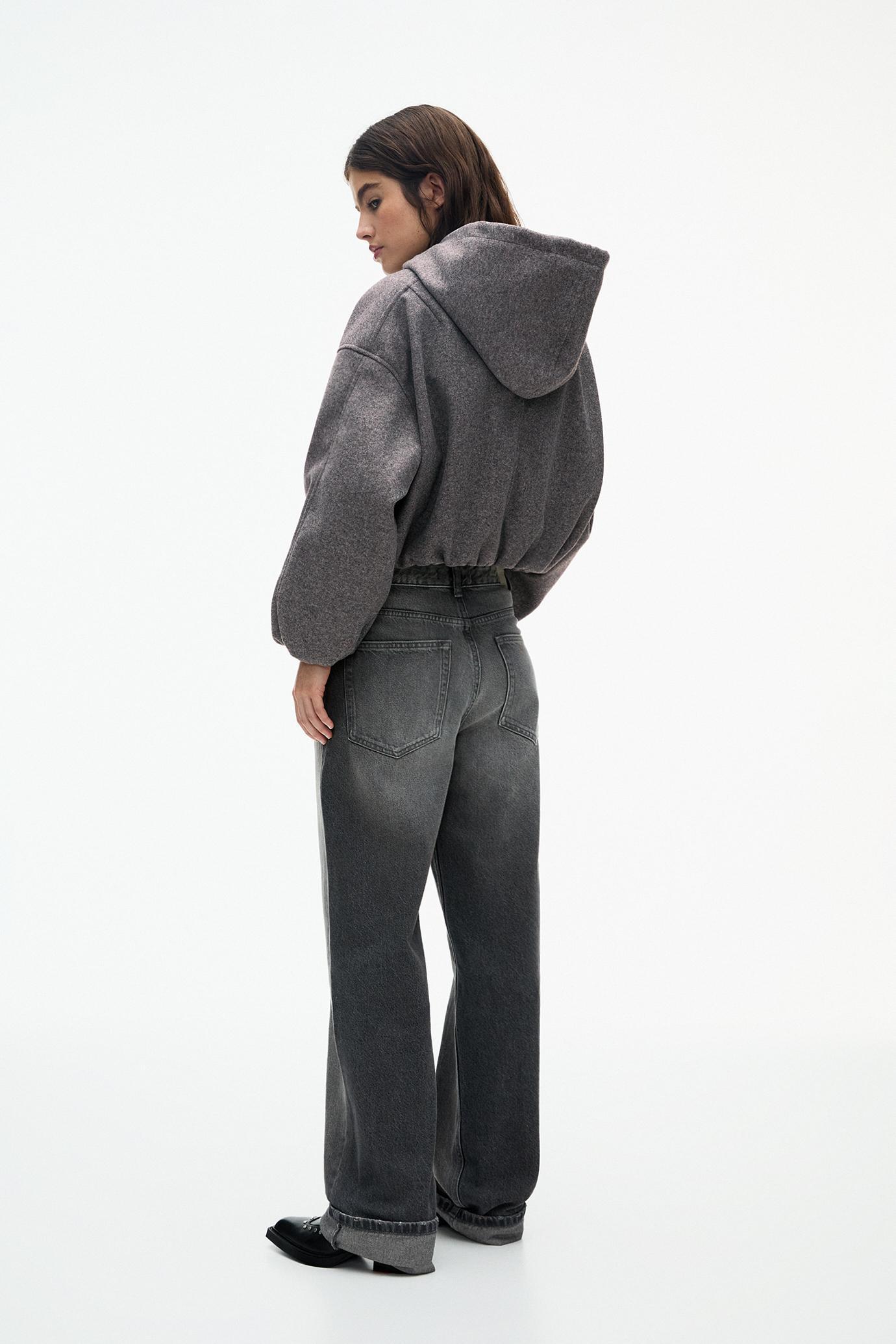 Cropped felt texture bomber jacket Product Image