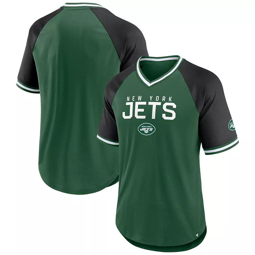 Men's Fanatics Green/Black New York Jets Hashmark Raglan T-Shirt,  Product Image