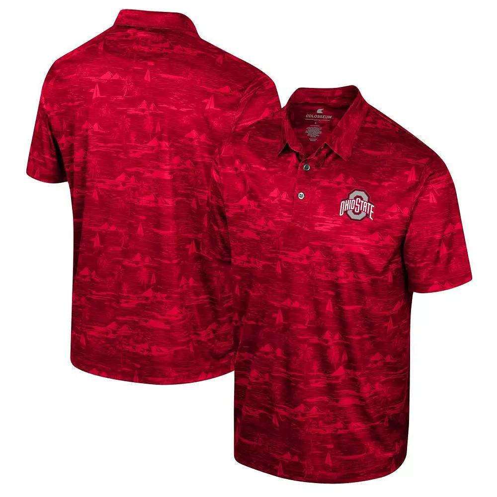 Men's Colosseum Scarlet Ohio State Buckeyes Daly Print Polo,  Product Image