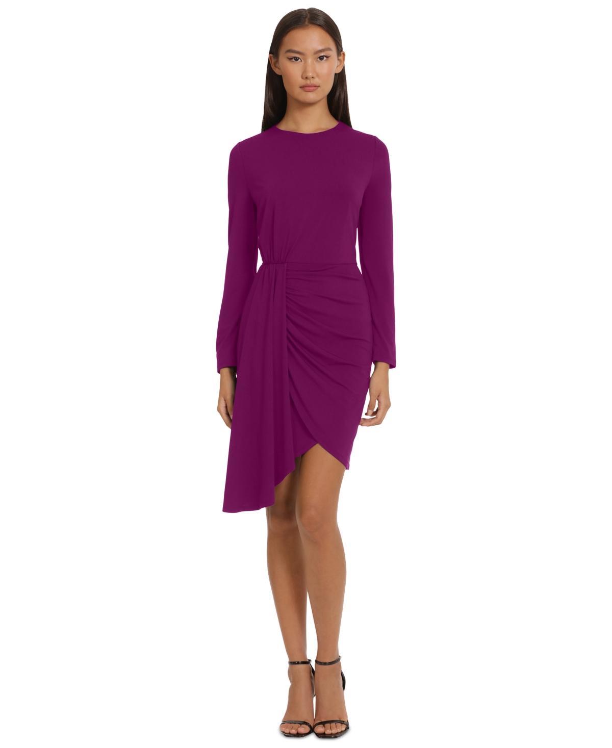 Donna Morgan Womens Round-Neck Long Sleeve Mini Dress Product Image