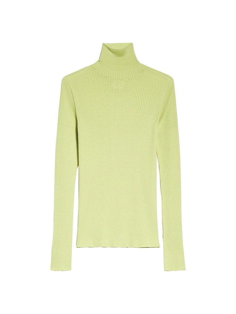 Womens Ribbed Wool Turtleneck Blouse Product Image