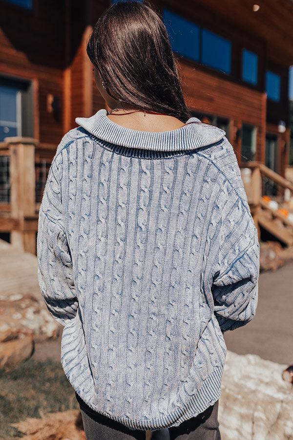 Sunday in St. Cloud Cable Knit Sweater in Airy Blue Product Image