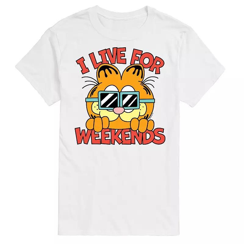 Men's Garfield Live For Weekends Graphic Tee, Size: XXL, White Product Image