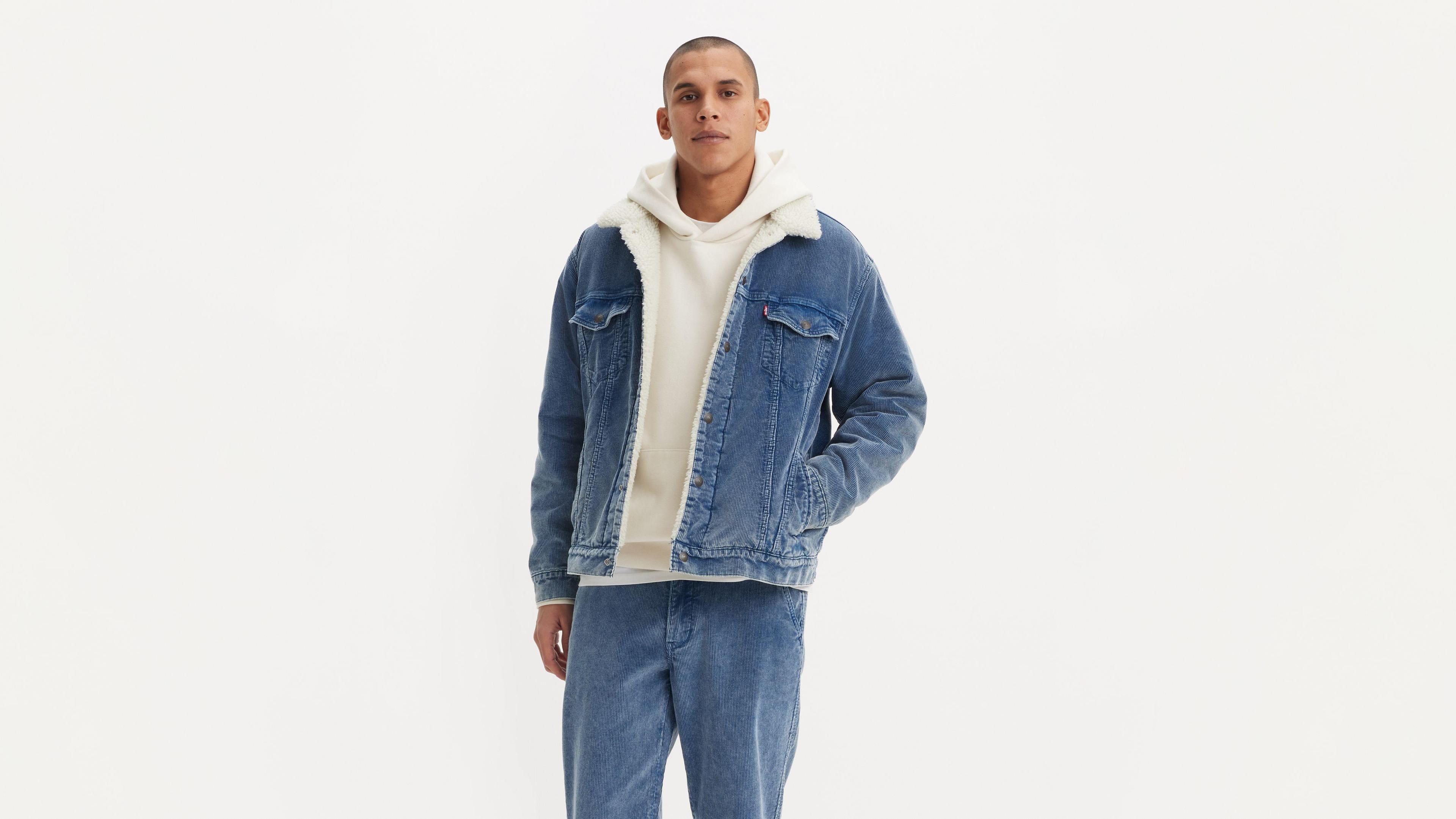 Relaxed Fit Corduroy Sherpa Trucker Jacket Product Image