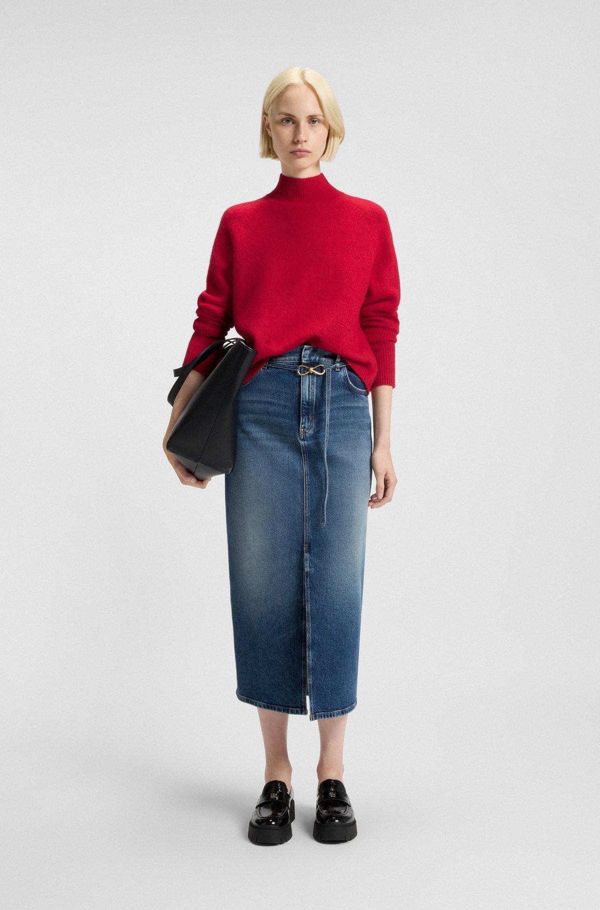 Relaxed-fit mock-neck sweater in a wool blend Product Image