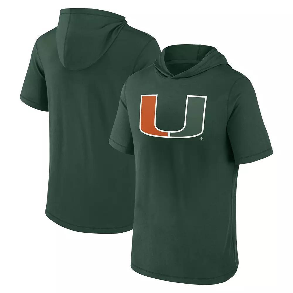 Men's Fanatics Branded  Green Miami Hurricanes Primary Logo Hoodie T-Shirt, Size: Large Product Image