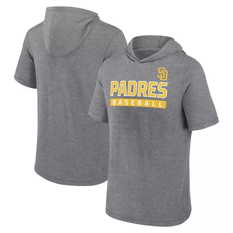 Mens Fanatics Heather Gray San Diego Padres Push Short Sleeve Pullover Hoodie Product Image