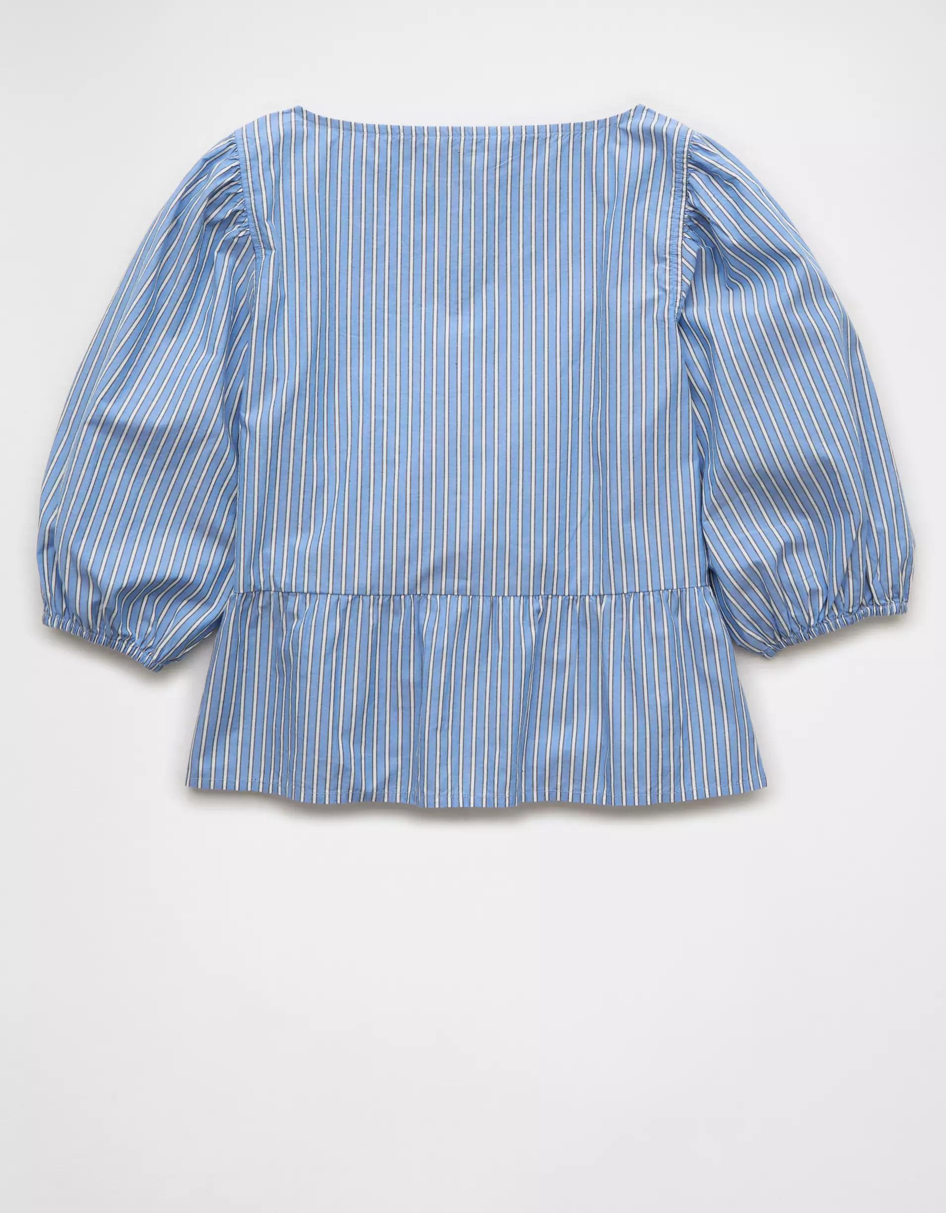 AE Puff Sleeve Tie Front Top Product Image