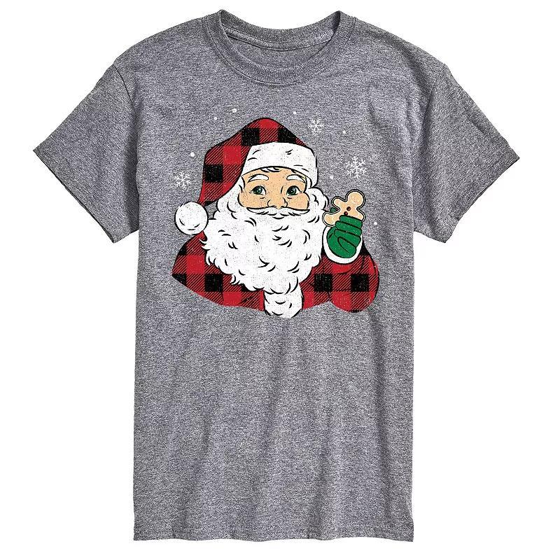 Men's Vintage Santa Plaid Cookie Graphic Tee,  Product Image