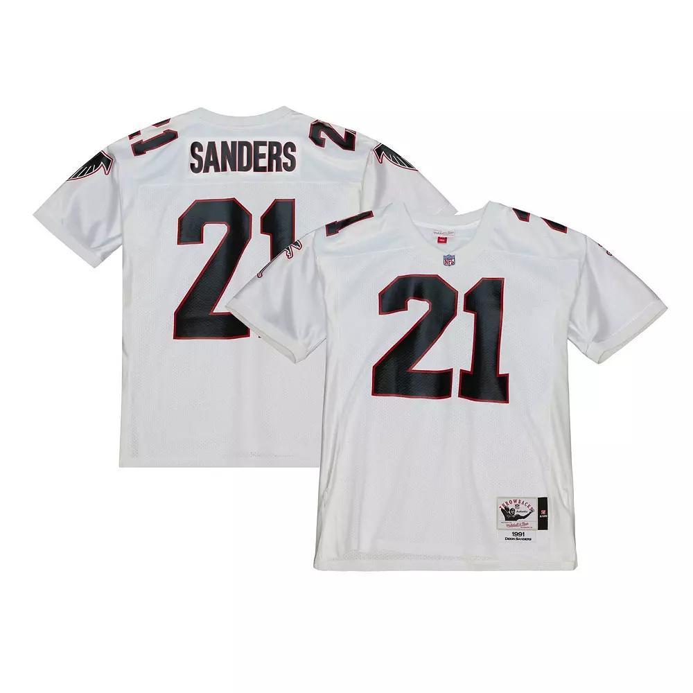 Men's Mitchell & Ness Deion Sanders White Atlanta Falcons 1991 Authentic Jersey, Size: 44 Product Image