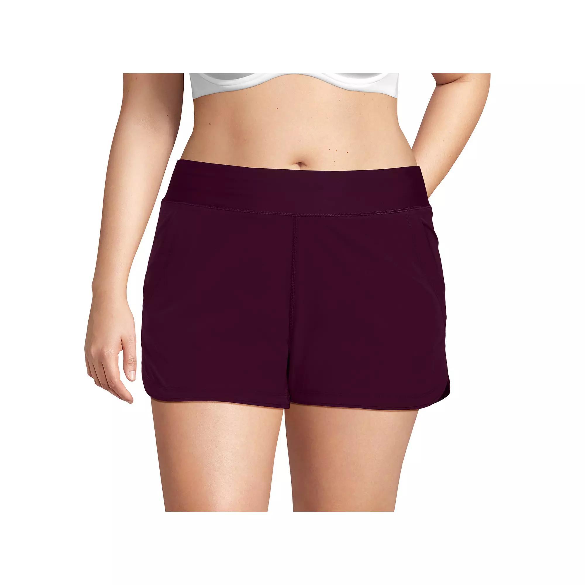 Plus Size Lands' End 3" Quick Dry Swim Board Shorts With Panty, Women's, Size: 18 W, Dark Red Product Image