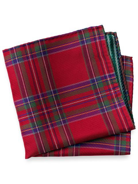 Tartan Silk Pocket Square - Red Multi Product Image