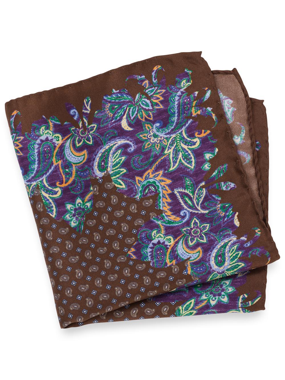 Paisley Silk Pocket Square - Brown Multi Product Image