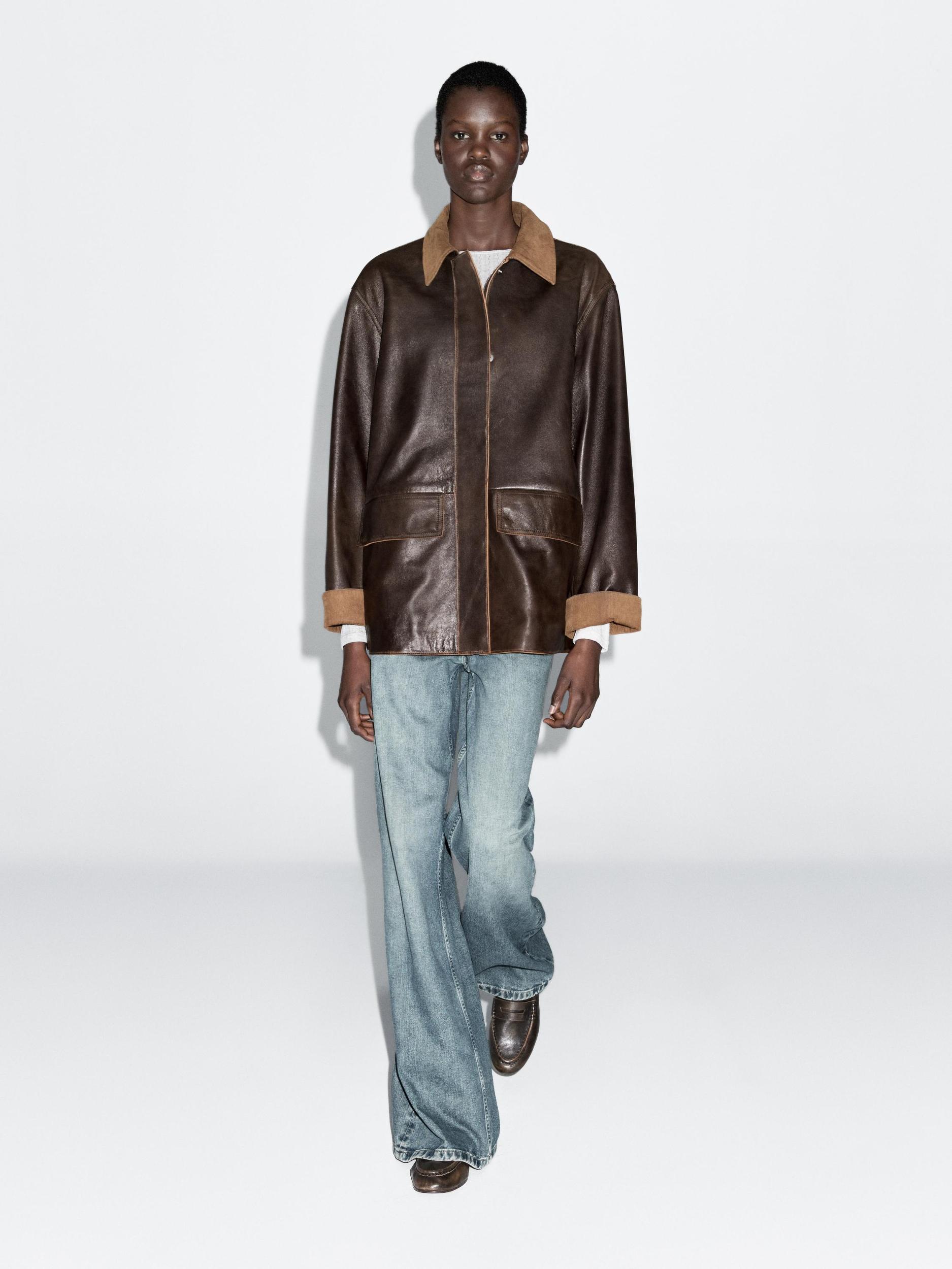 Nappa leather parka with corduroy detail Product Image