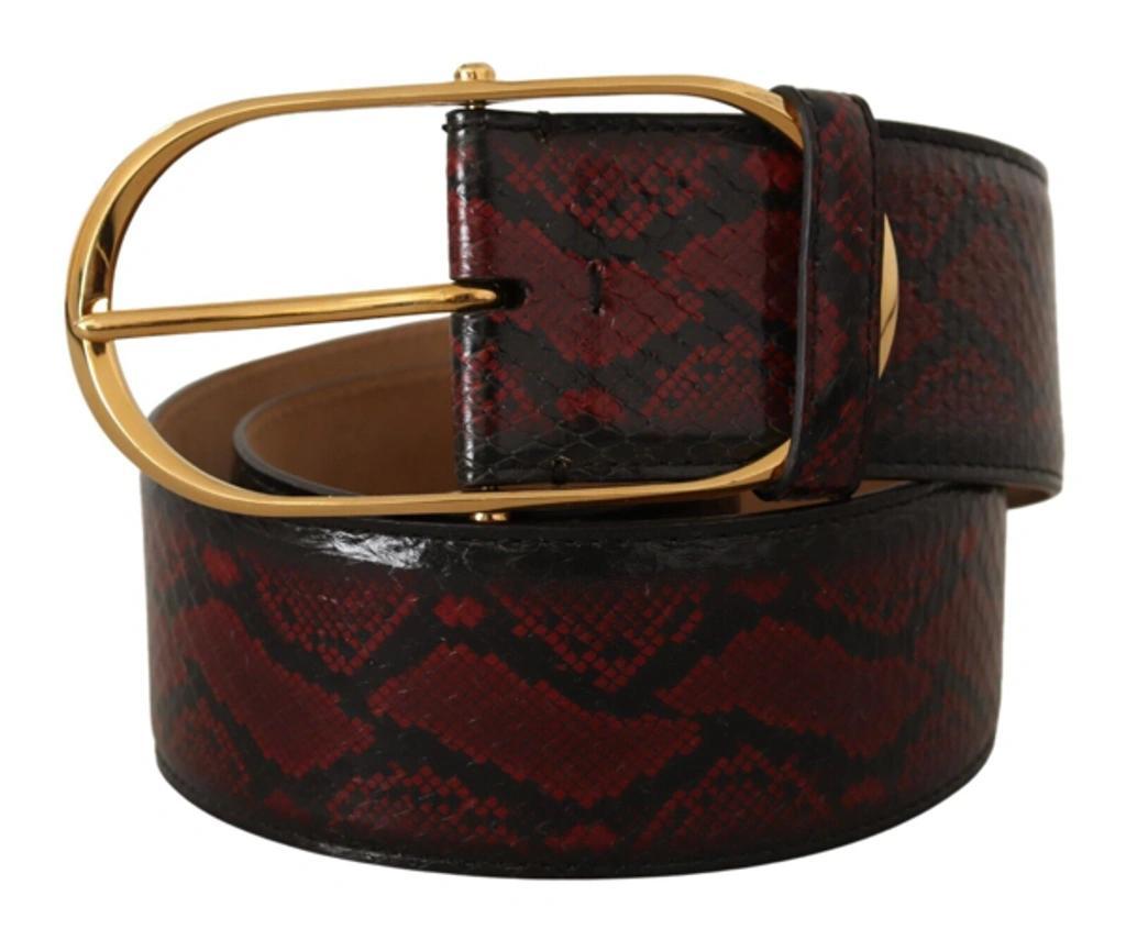 DOLCE & GABBANA Red Exotic Leather Gold Oval Buckle Belt Product Image