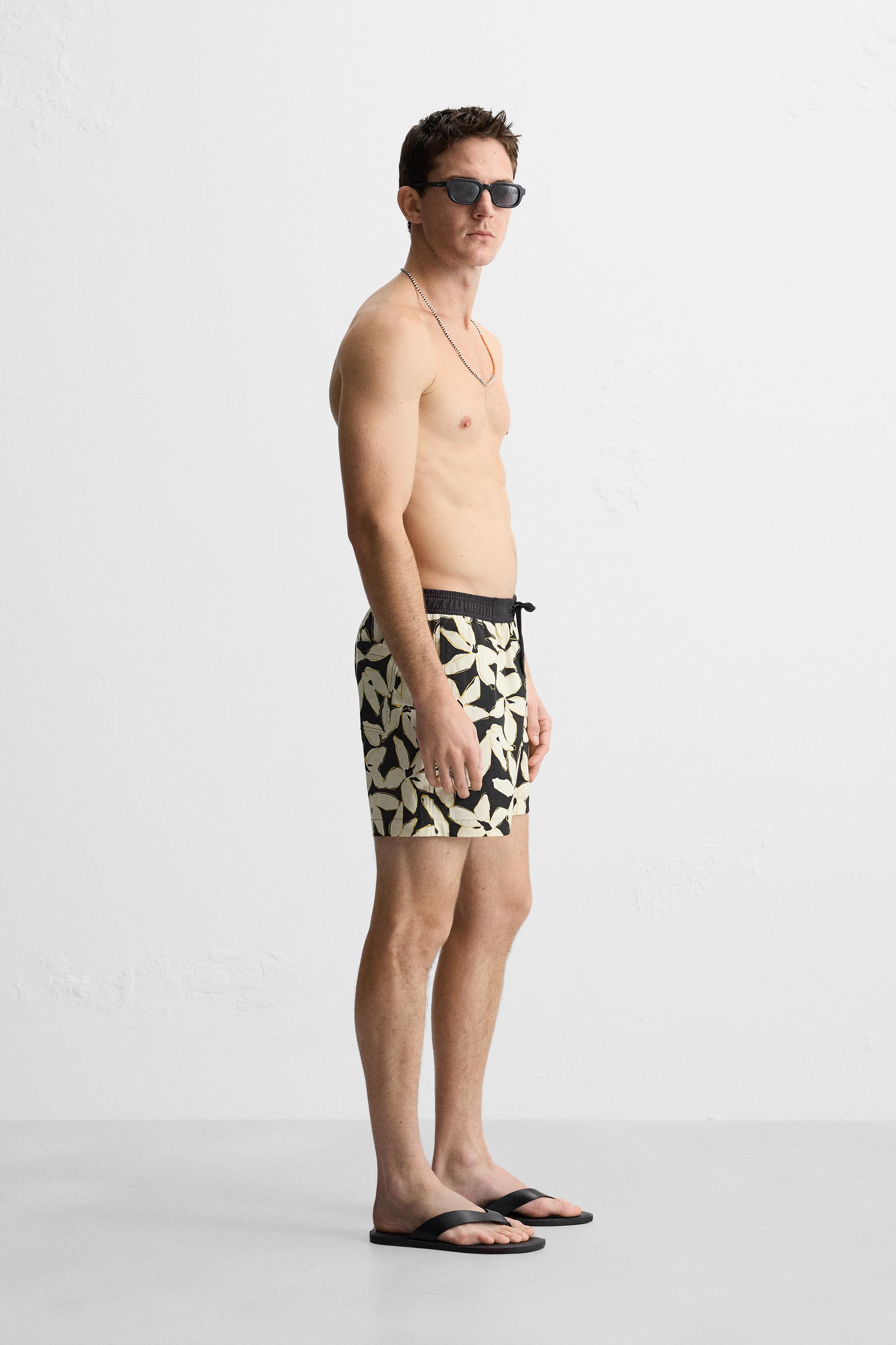 FLORAL PRINT LONG SWIMMING TRUNKS Product Image