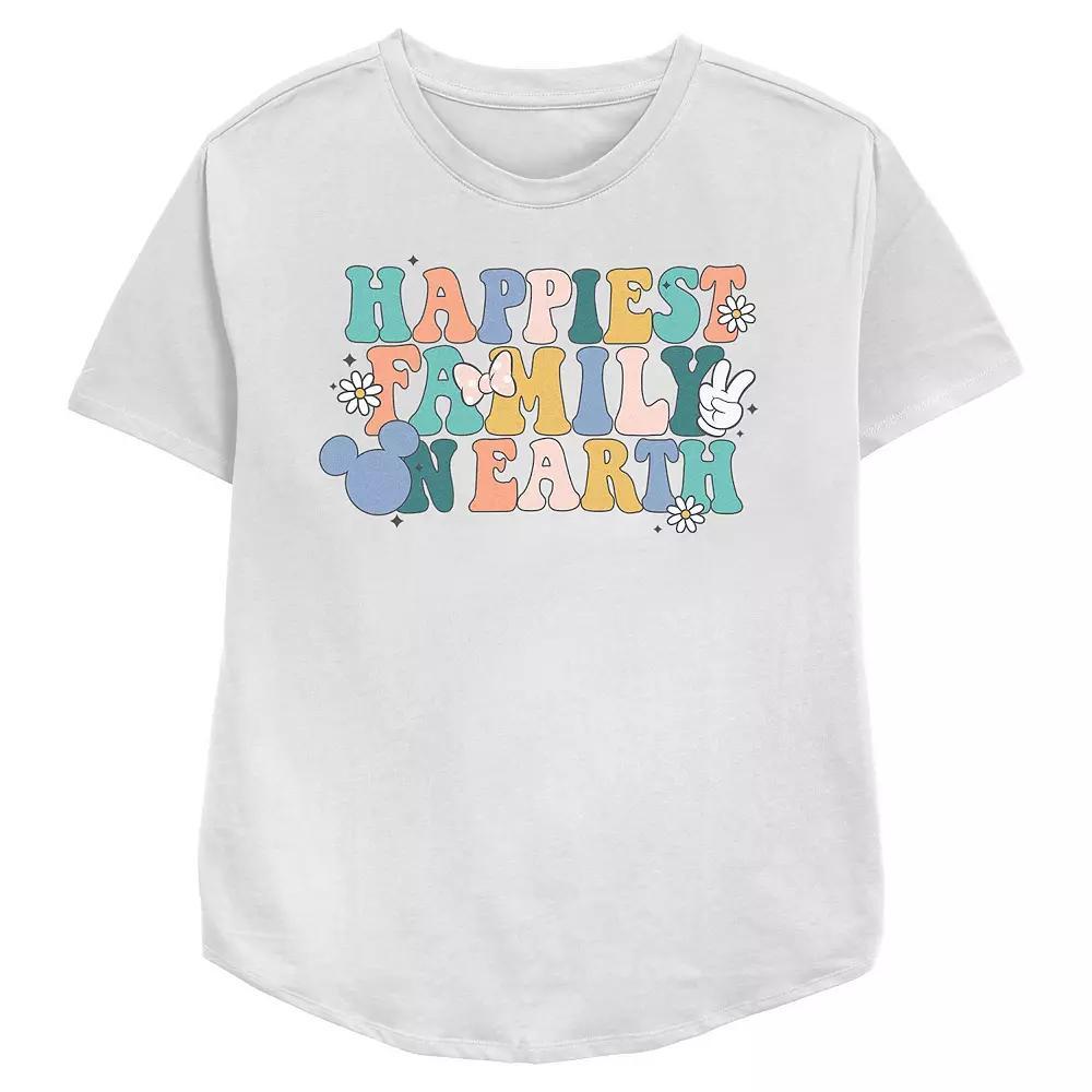 Disney's Mickey Mouse Happiest Family On Earth Women's Relaxed Fit Graphic Tee,  Product Image