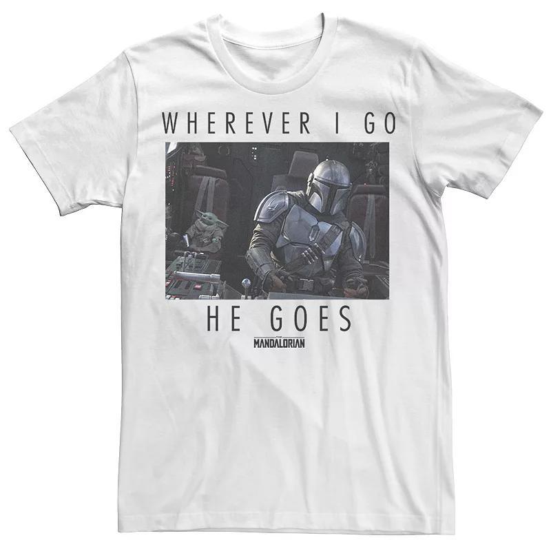 Men's Star Wars The Mandalorian Wherever I Go He Goes Poster Tee,  Product Image