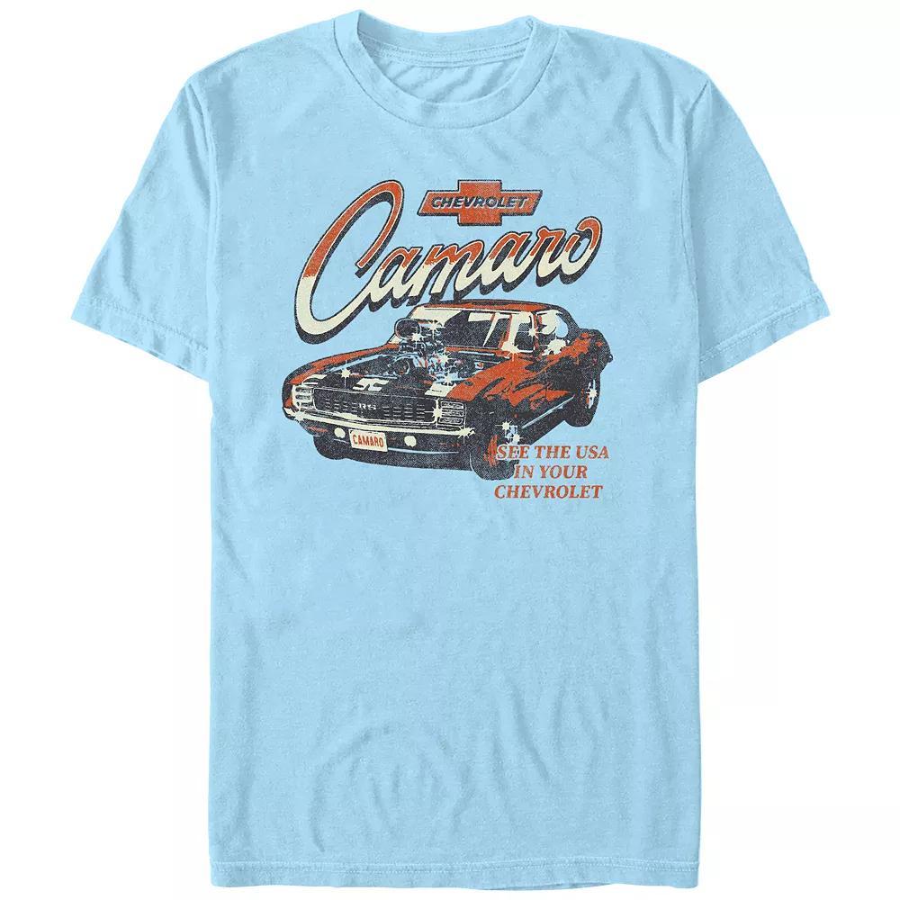 Men's Chevrolet Camaro See The USA Graphic Tee, Size: Large, Light Blue Product Image
