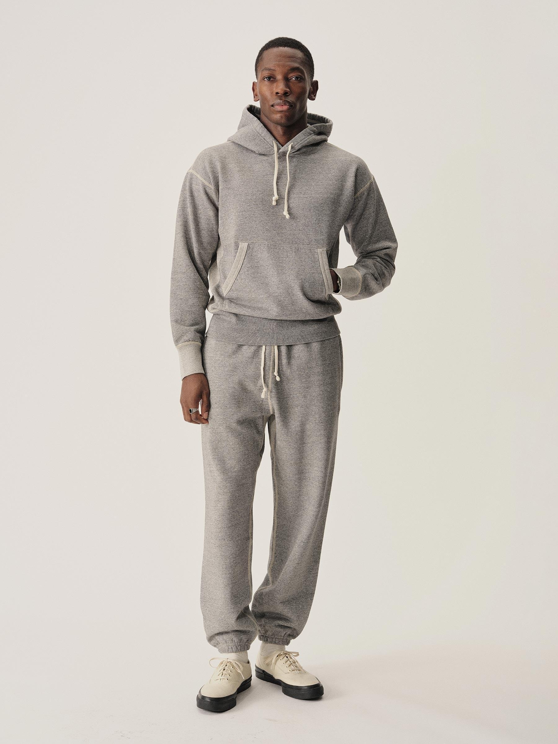 Two Tone Heather Grey Welterweight Hooded Sweatshirt Product Image