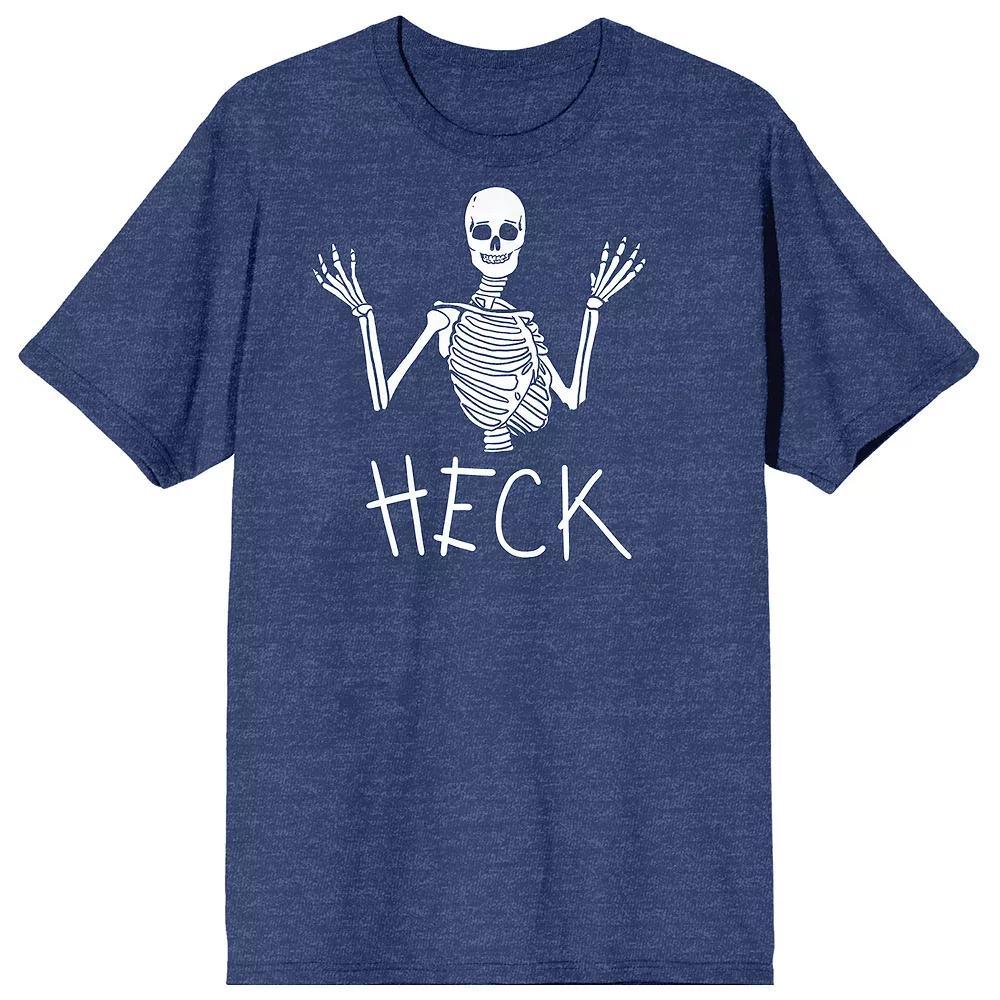 Men's Halloween Half Skeleton "Heck" Graphic Tee, Size: Large, Blue Product Image