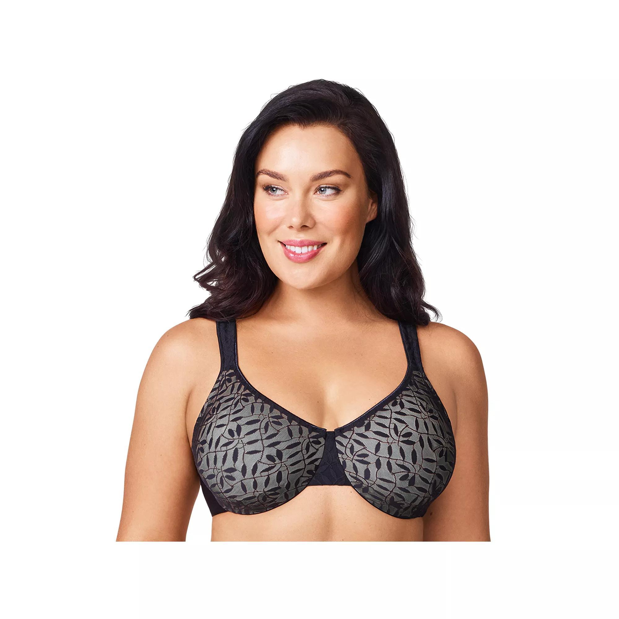 Olga® by Warner's® Sheer Leaves Lace Full-Figure Full-Coverage Minimizer Bra 35519, Women's, Size: 38 Dd, Black And Gray Product Image