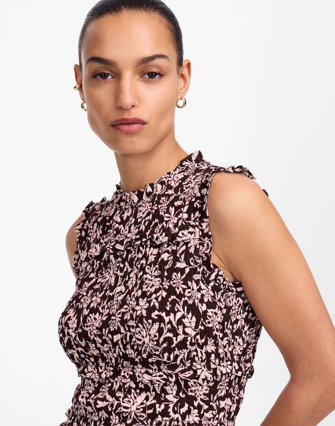 Ruffled Smocked Top in Floral Product Image