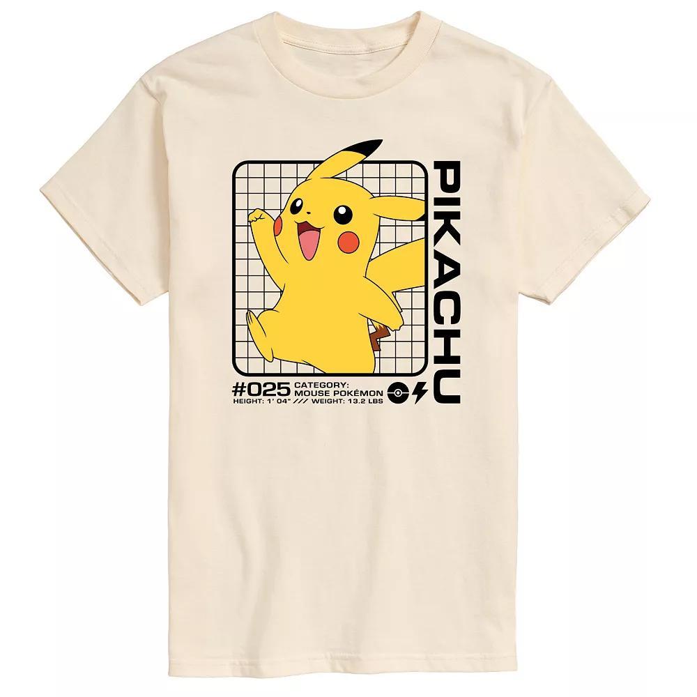 Men's Pokemon Pikachu Stats Graphic Tee, Size: XXL, Beige Product Image