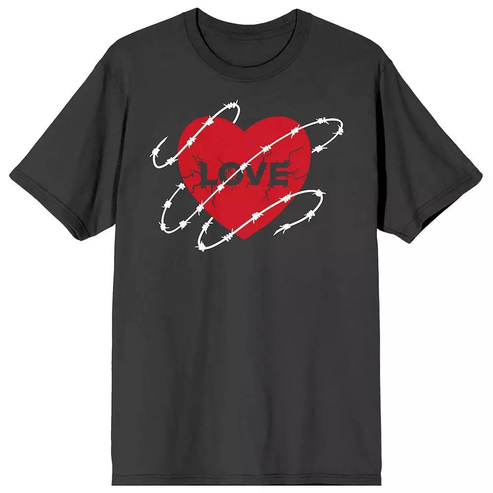 Men's Valentine's Day Love Heart Barbwire Tee,  Product Image