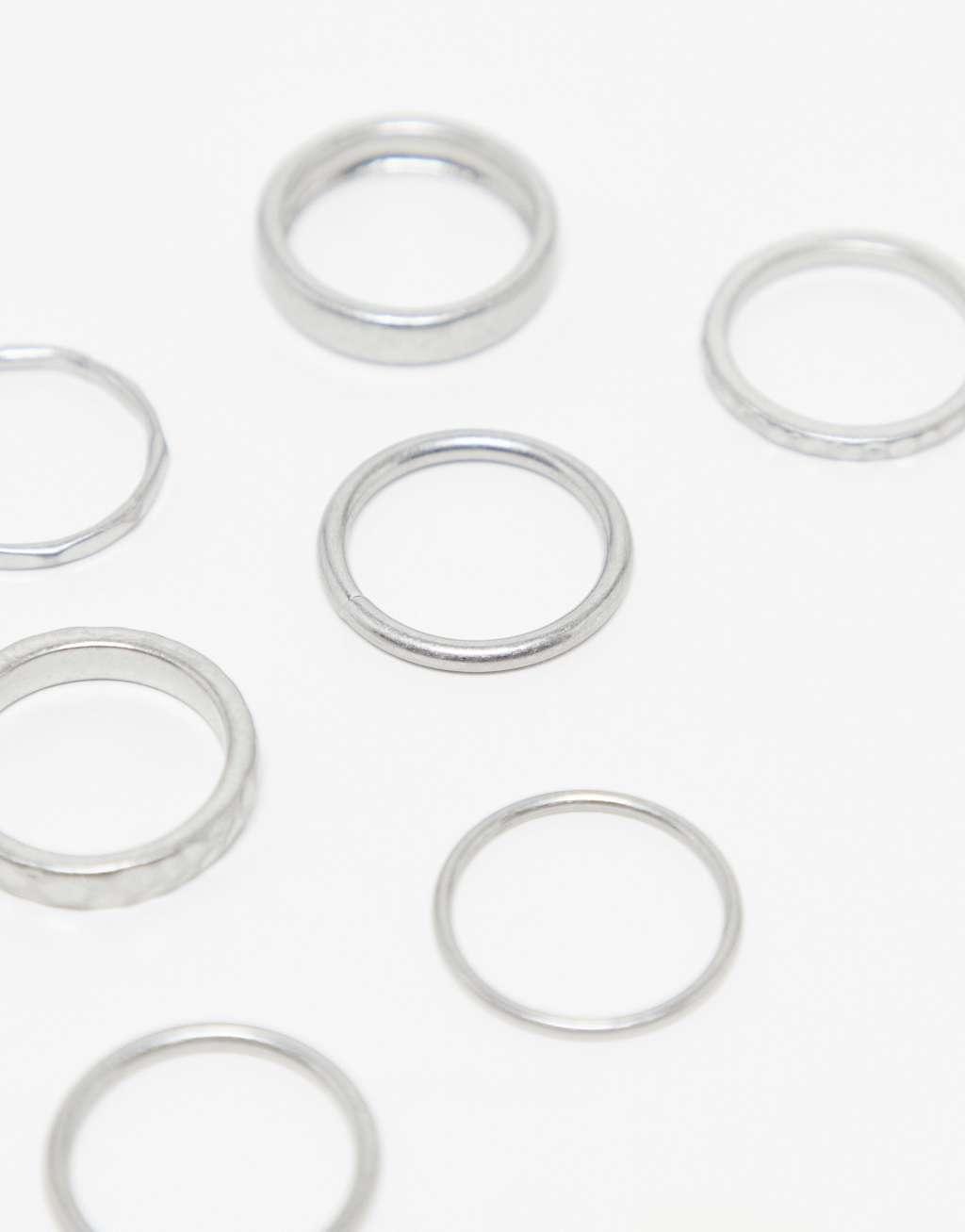 Weekday pack of 7 mixed rings in silver Product Image