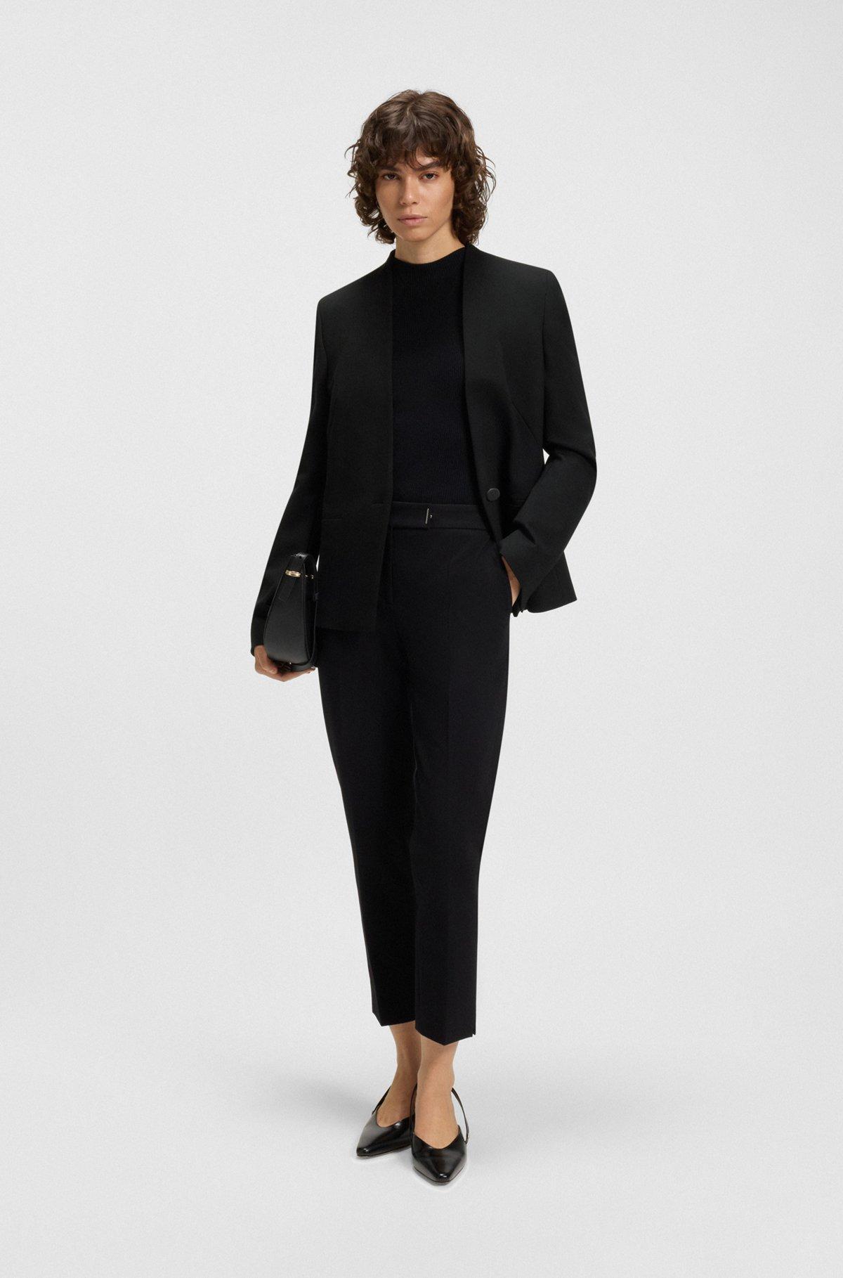 BOSS - Collarless regular-fit blazer with hardware button - Black Product Image