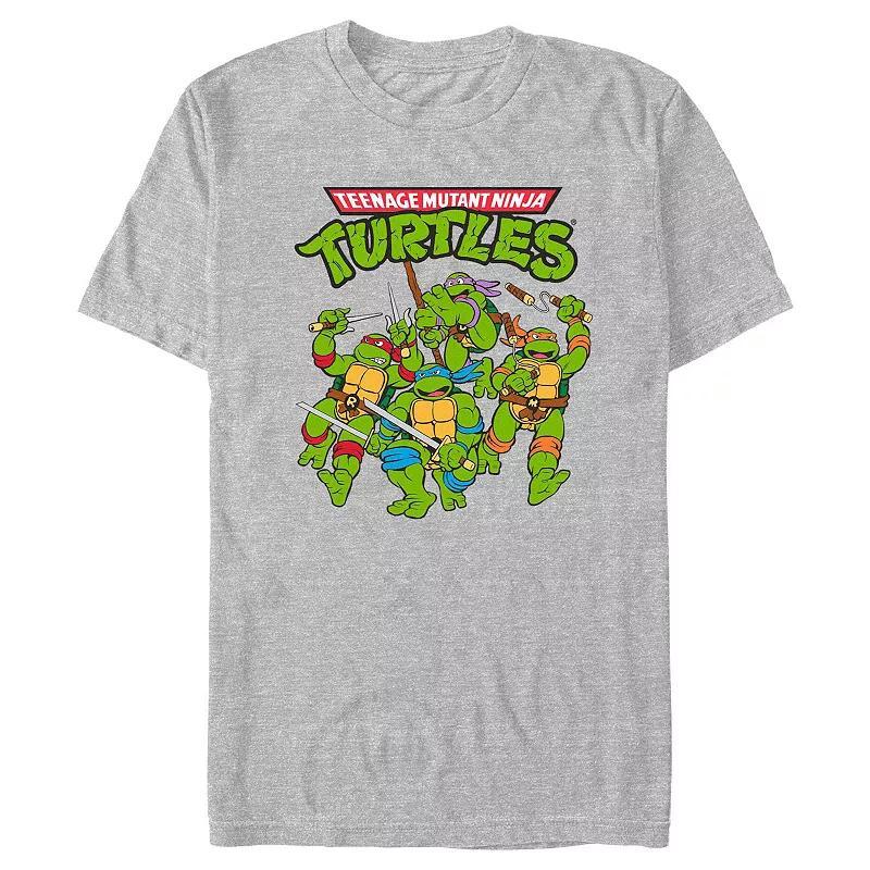 Mens Teenage Mutant Ninja Turtles Power Poster Graphic Tee Athletic Grey Product Image