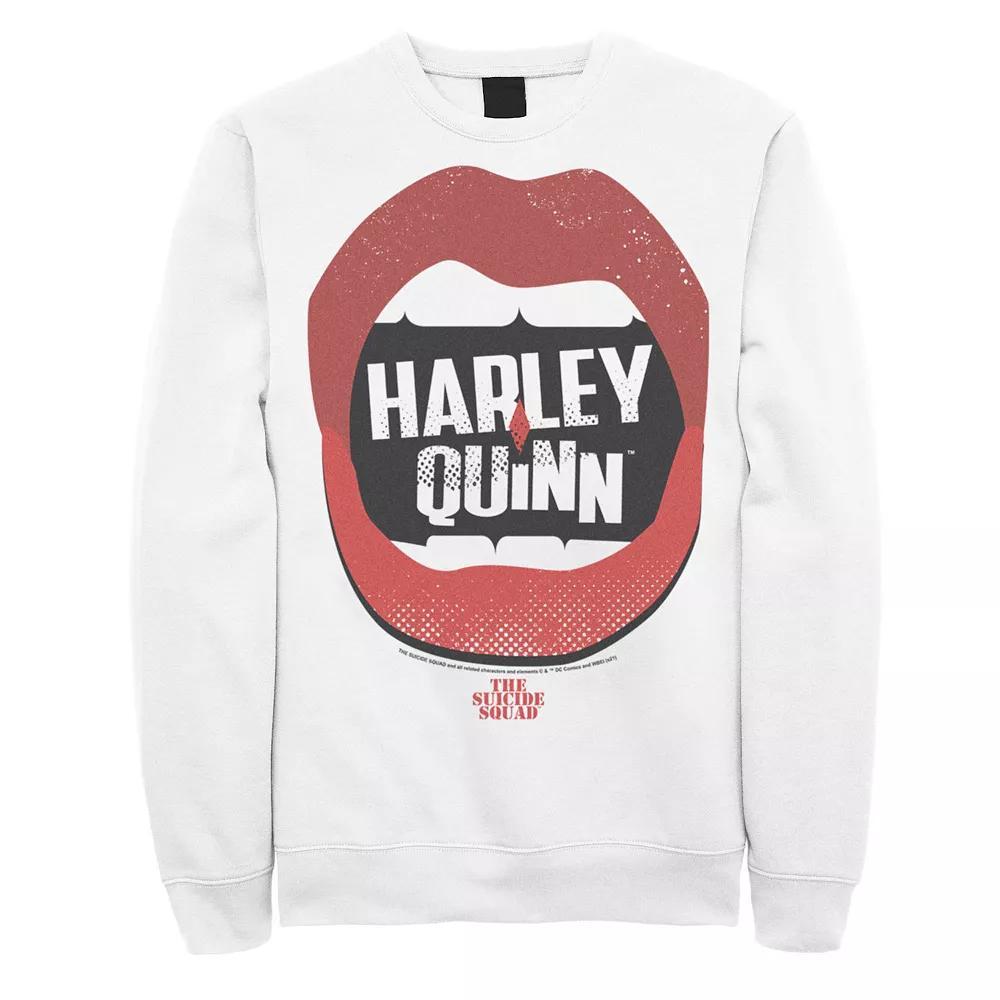 Men's The Suicide Squad Harley Quinn Lips Sweatshirt, Boy's, Size: Medium, White Product Image