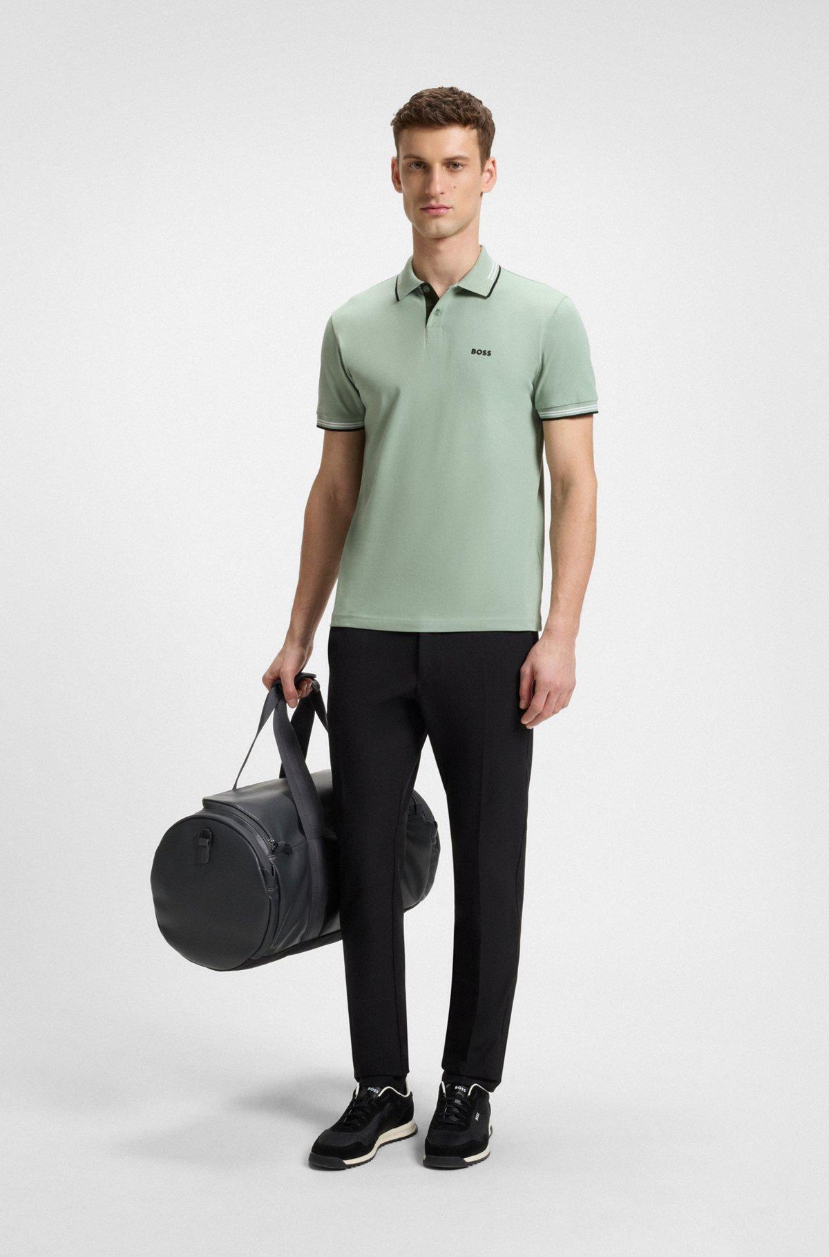 Stretch-cotton slim-fit polo shirt with branding Product Image