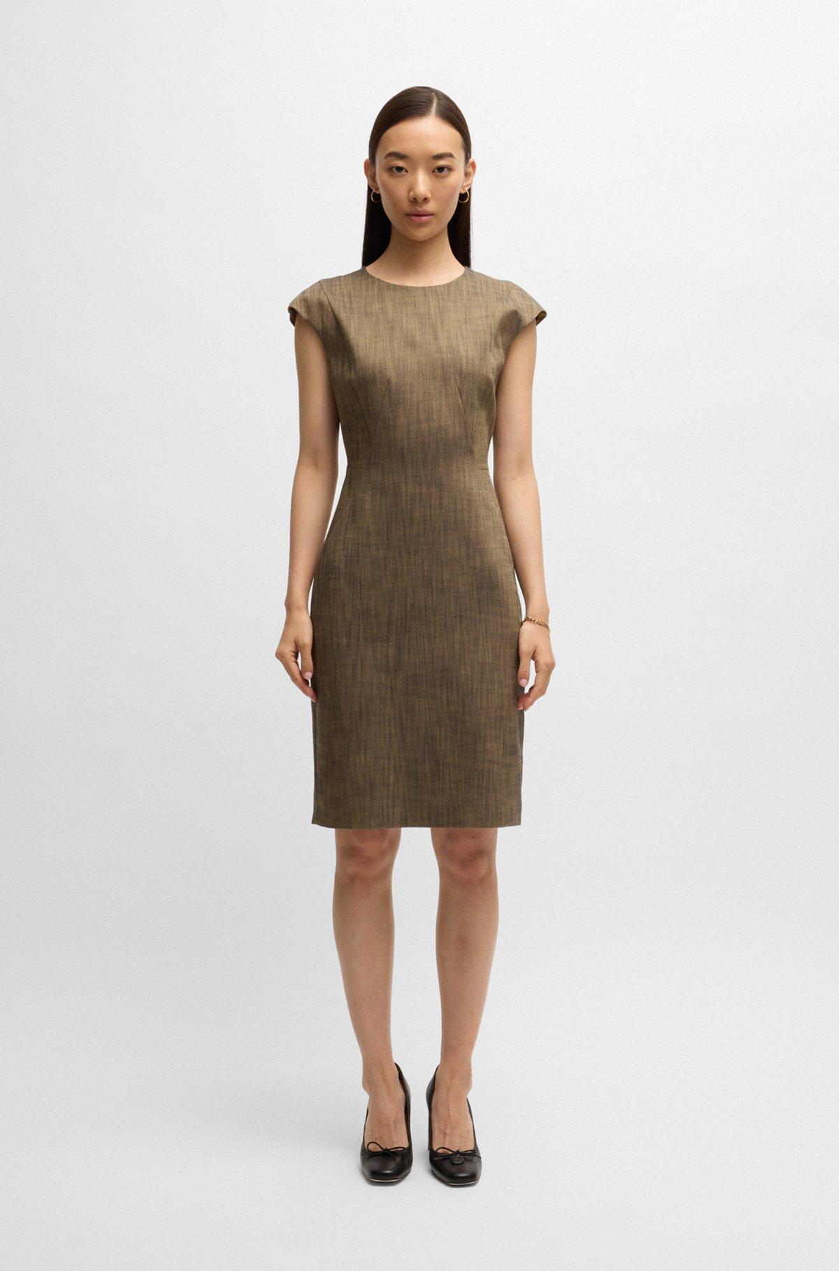 Cap-sleeve dress in melange stretch sharkskin Product Image