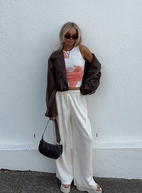 Louis Linen Blend Pants Off White Product Image