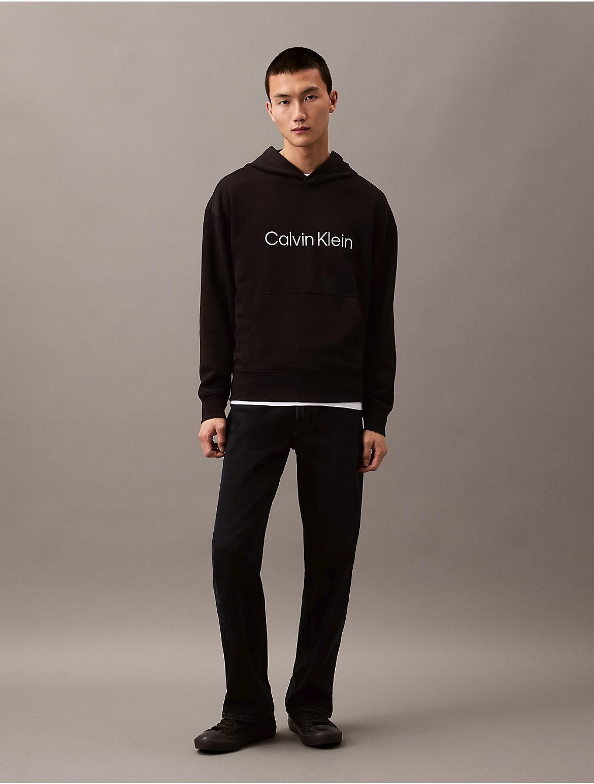 Calvin Klein Mens Standard Logo Relaxed Hoodie - Black - L Product Image