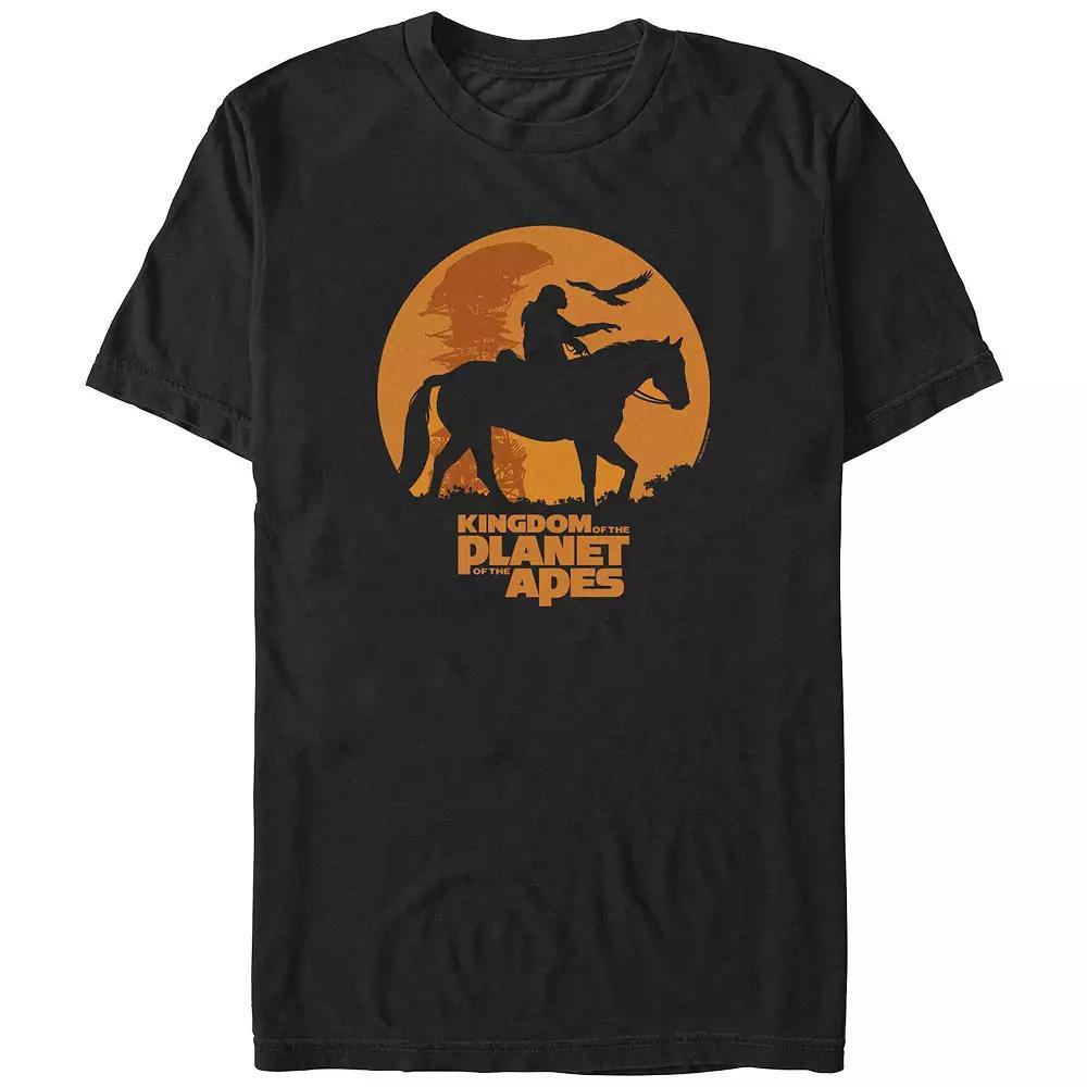 Big & Tall Kingdom Of The Planet Of The Apes Caesar Riding Silhouette Graphic Tee, Men's, Size: 5XL, Black Product Image