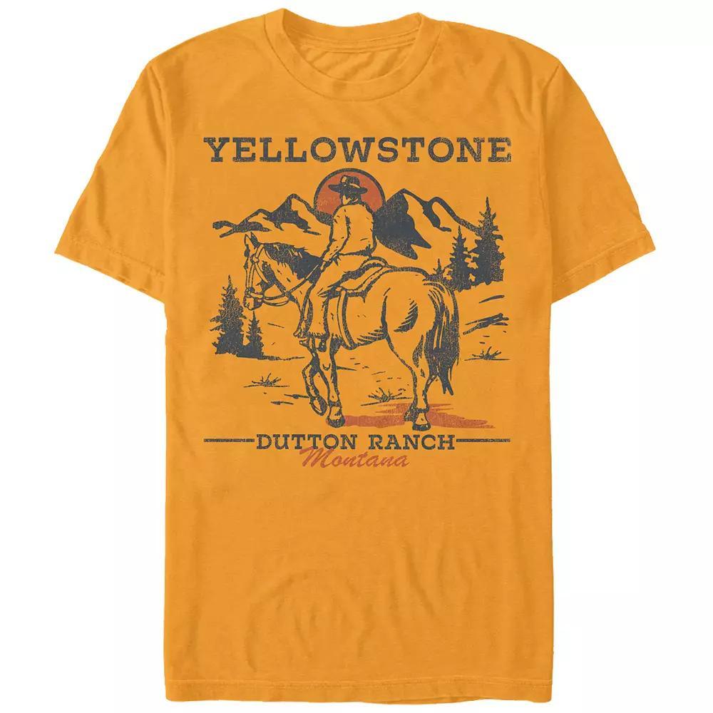 Men's Yellowstone Horse Ride Graphic Tee, Size: XXL, Gold Product Image