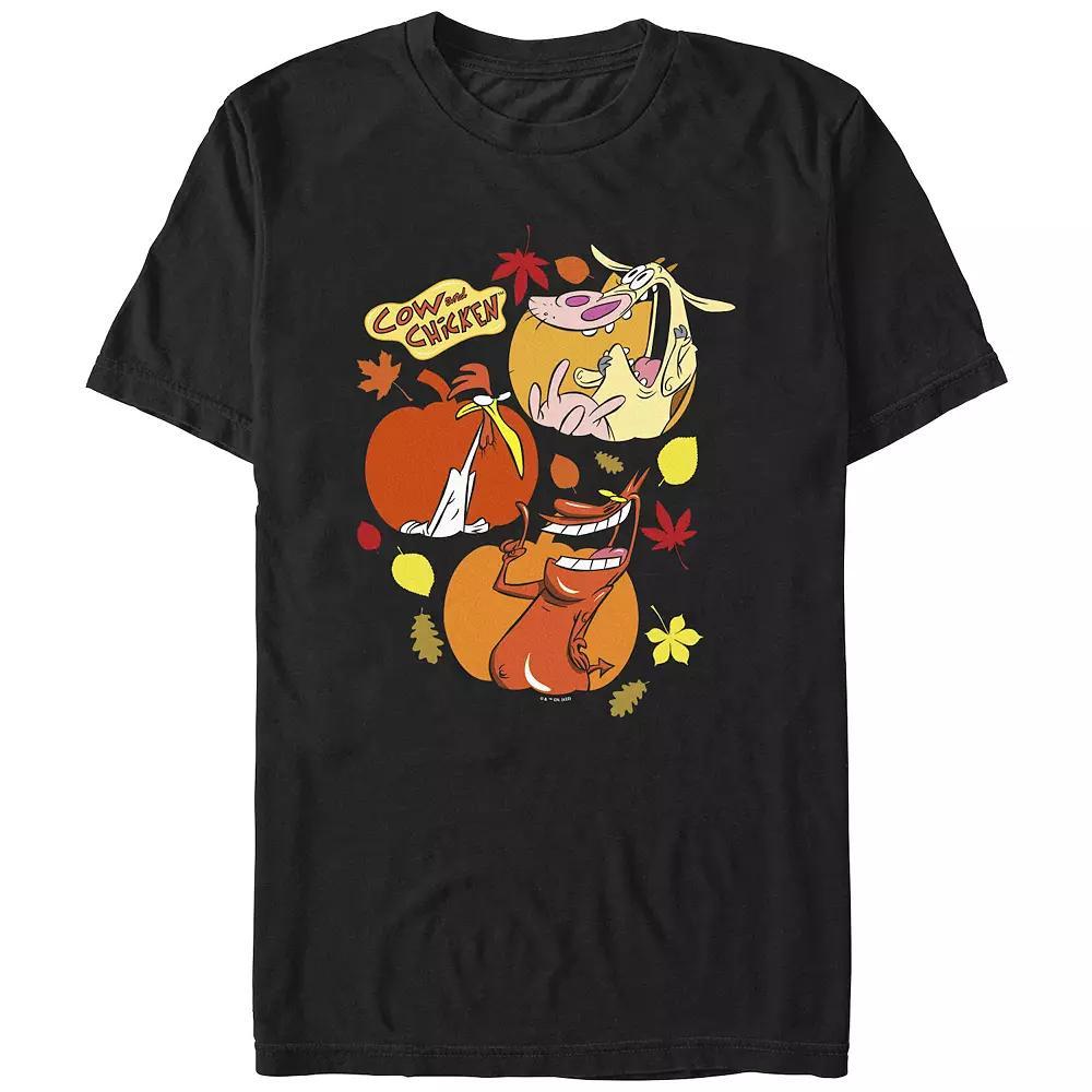 Men's Cow And Chicken Autumn Pumpkins Graphic Tee,  Product Image