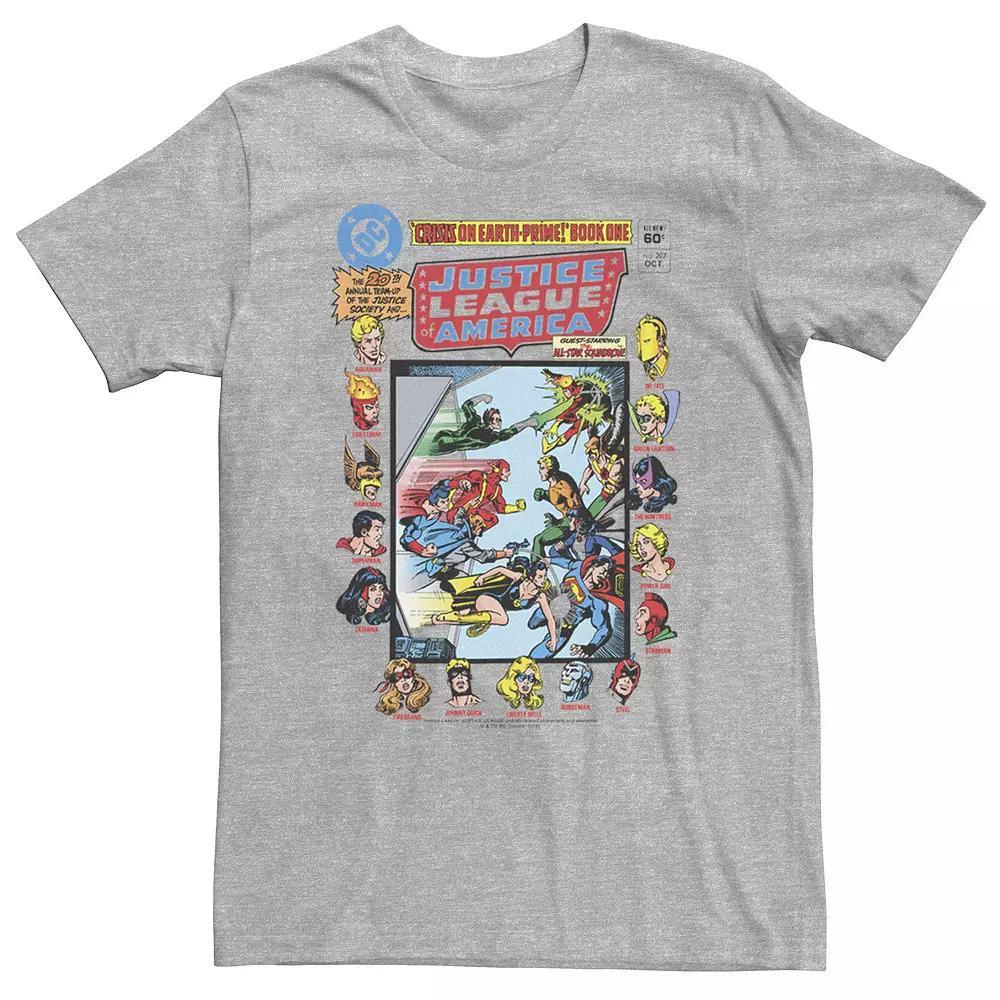 Big & Tall DC Comics Justice League Crisis On Earth Comic Cover Tee, Men's, Size: 3XL Tall, Athletic Grey Product Image