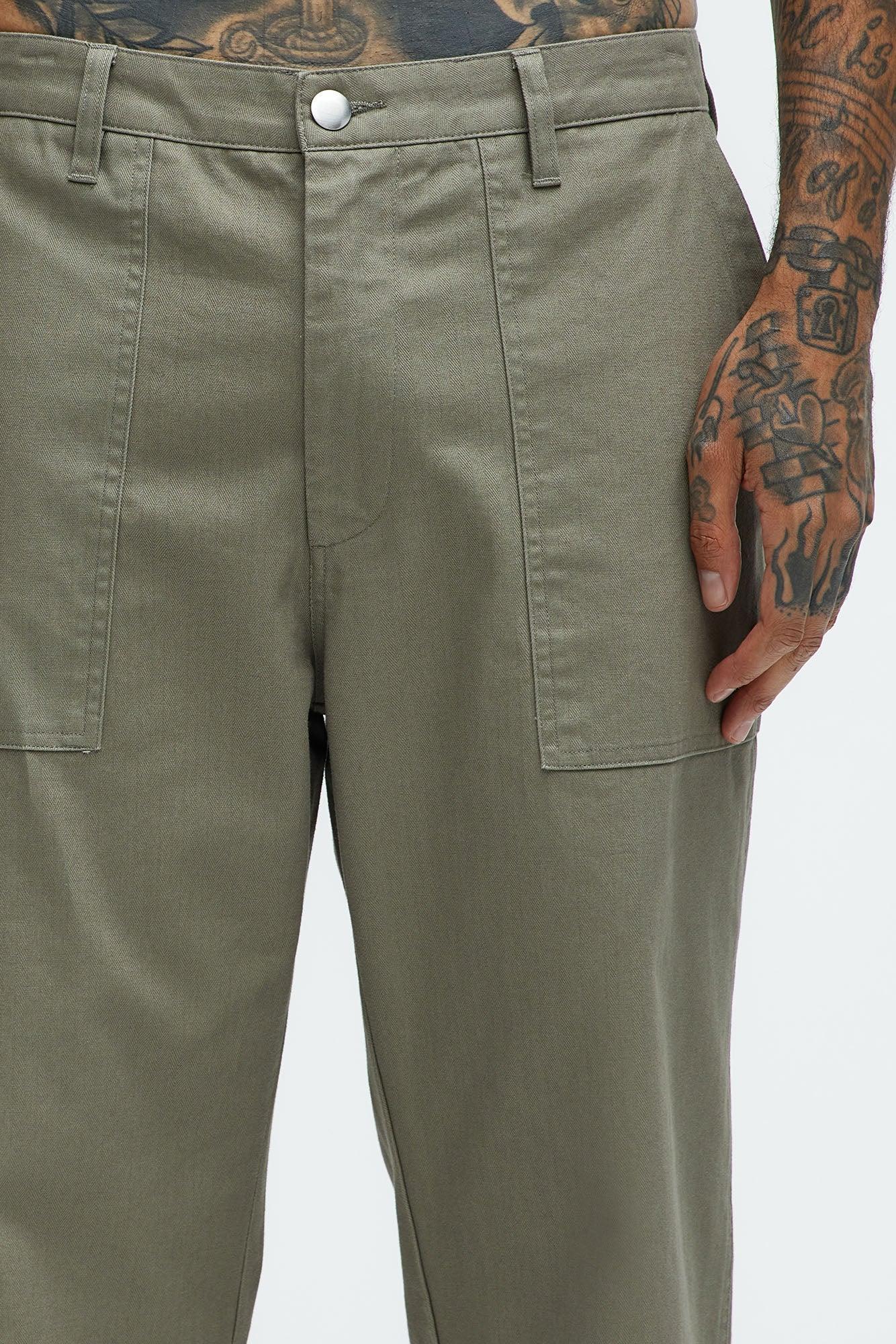 Berry Fatigue Straight Pants - Olive Product Image