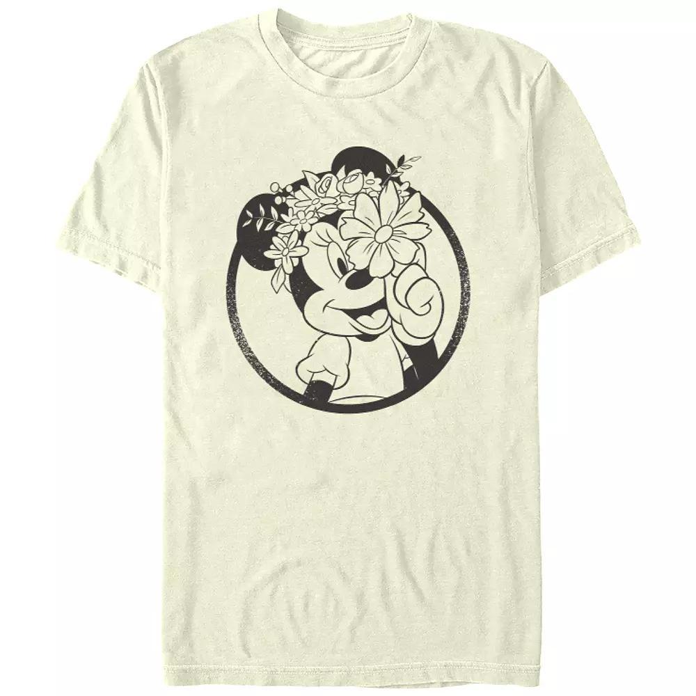 Disney's Minnie Mouse Flower Crown Juniors' Graphic Tee, Women's, Size: Medium, Natural Product Image