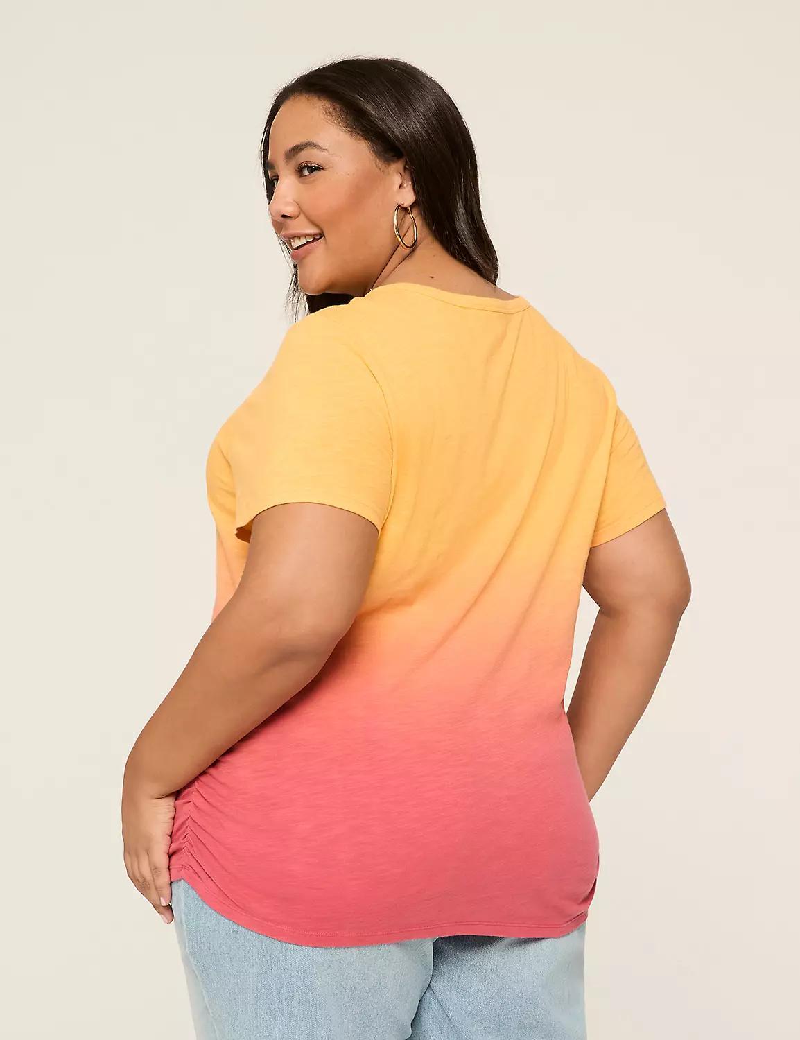 Short-Sleeve V-Neck Side-Ruched Tee Product Image