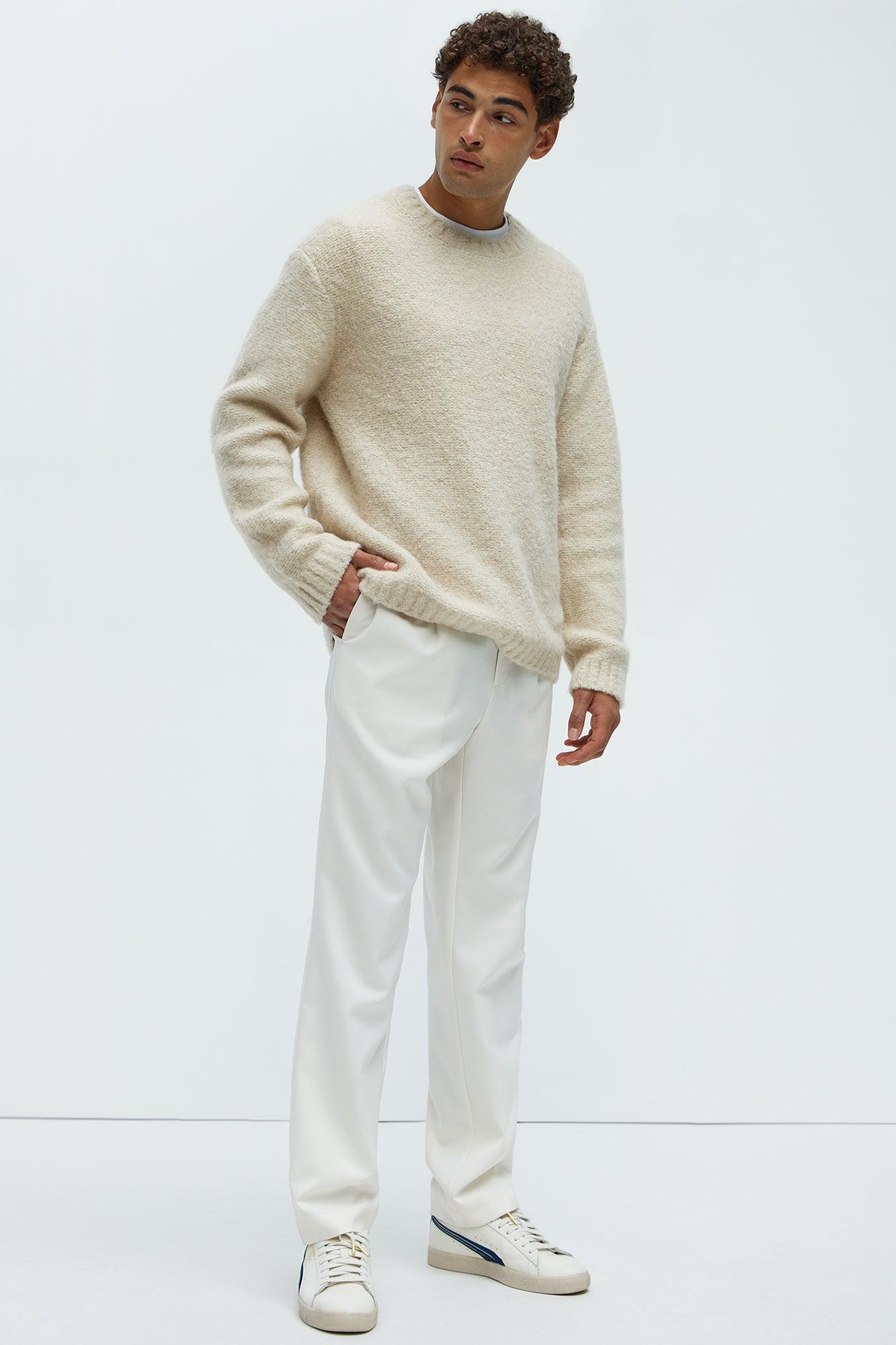 Work Flow Pleated Straight Trousers - Off White Product Image