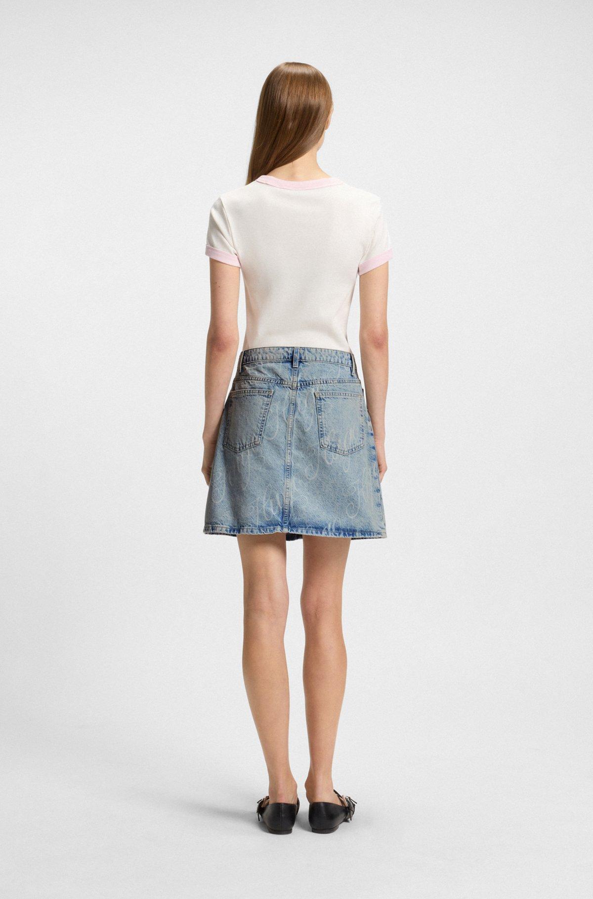 Mini skirt in logo-print rigid denim Product Image