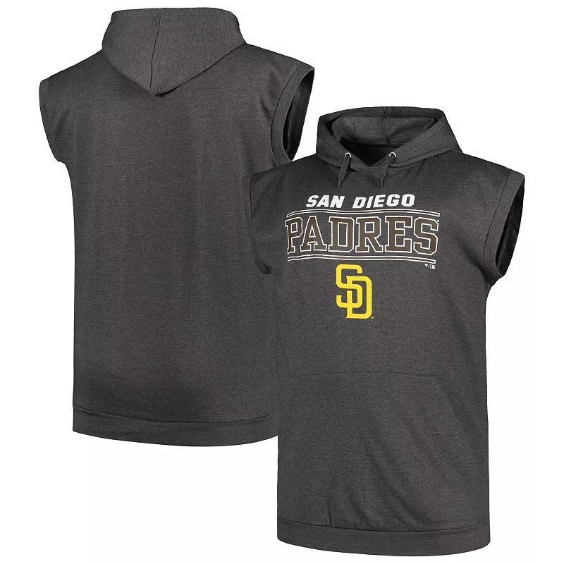 Men's Profile Heather Charcoal San Diego Padres Big & Tall Muscle Sleeveless Pullover Hoodie, Size: 6XB Product Image