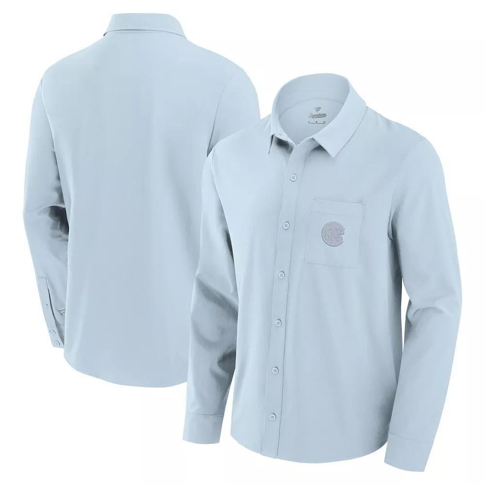 Men's Fanatics Light Blue Chicago Cubs Front Office Long Sleeve Button-Up Shirt, Size: Medium Product Image