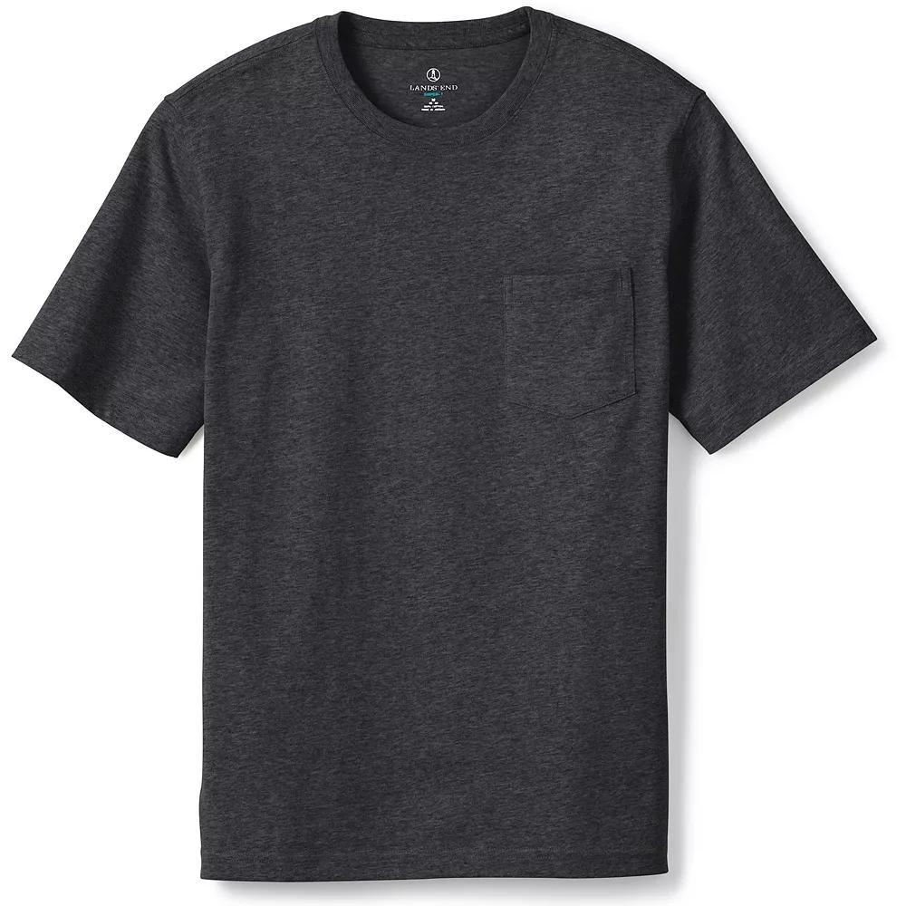 Big & Tall Lands' End Super Pocket Tee, Men's, Size: Large Tall, Dark Grey Heather Product Image